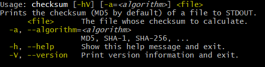 checksum usage help