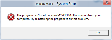 msvcr100.dll not found dialog en