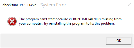 system error vcruntime140.dll is missing from your computer en